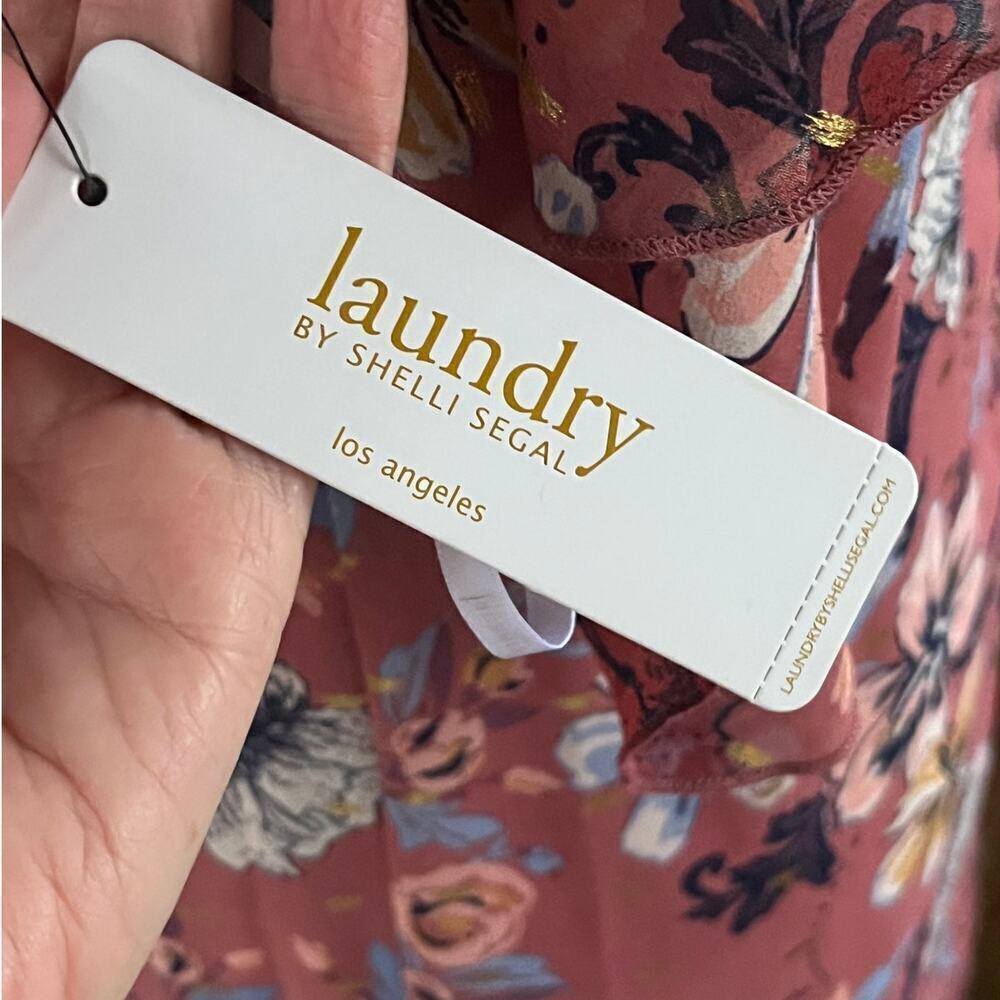 Laundry By Shelly Segal Baked Peach Floral Cold Shoulder Mini Dress Size 6. NEW - Picture 7 of 9